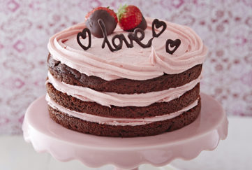 Valentine's Day choc cake with love lettering