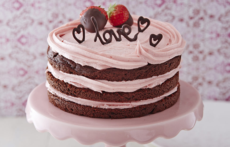 Valentine's Day choc cake with love lettering