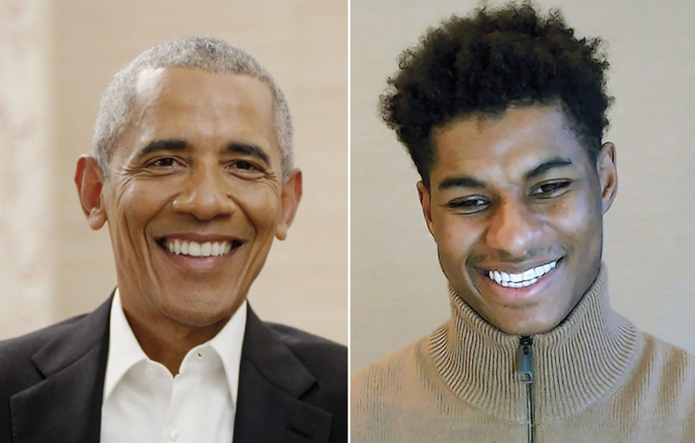 Barack Obama and Marcus Rashford speak on Zoom (c) Penguin Random House