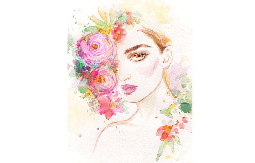 Lady with flowers in hair Illustration: Shutterstock