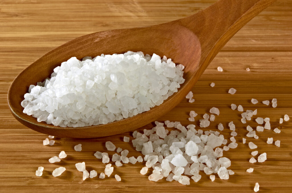 Sea Salt In Wooden Spoon