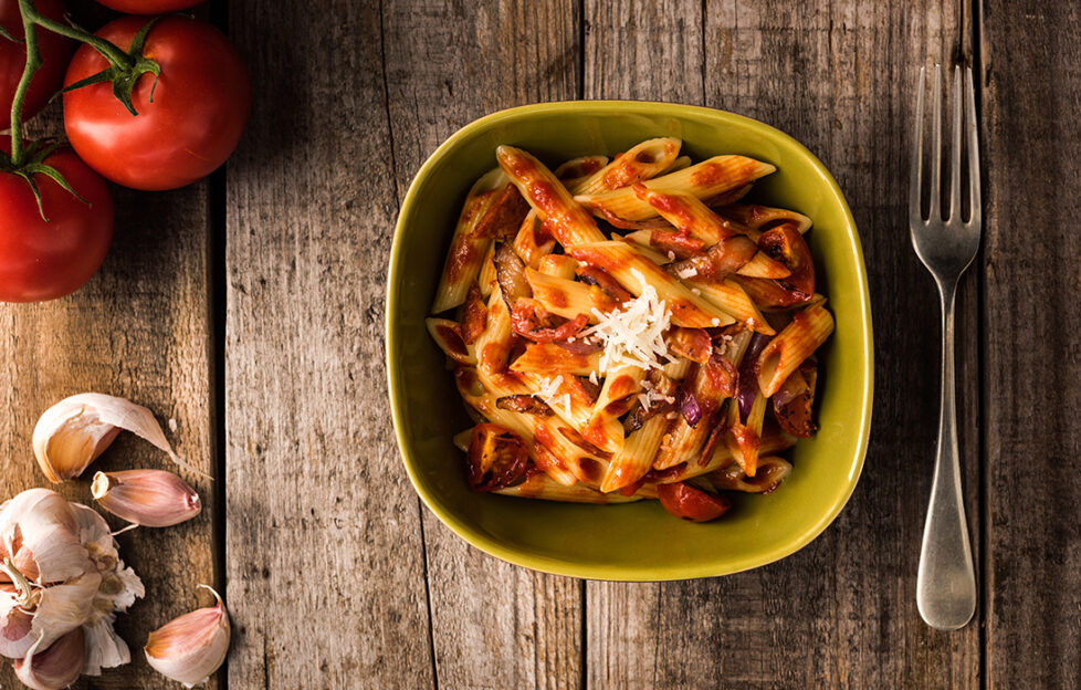 Penne pasta with chorizo