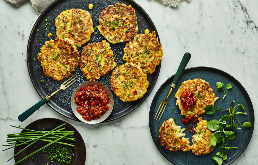 Sweetcorn and halloumi fritters