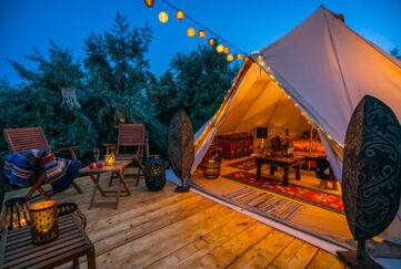 Glamping at sunset Pic: Shutterstock