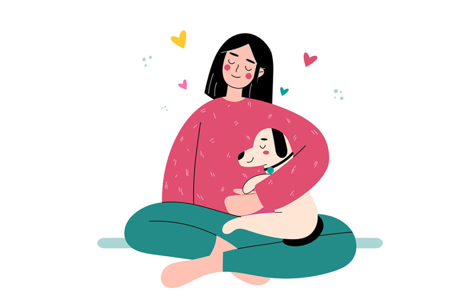 Woman cuddling dog Illustration: Shutterstock
