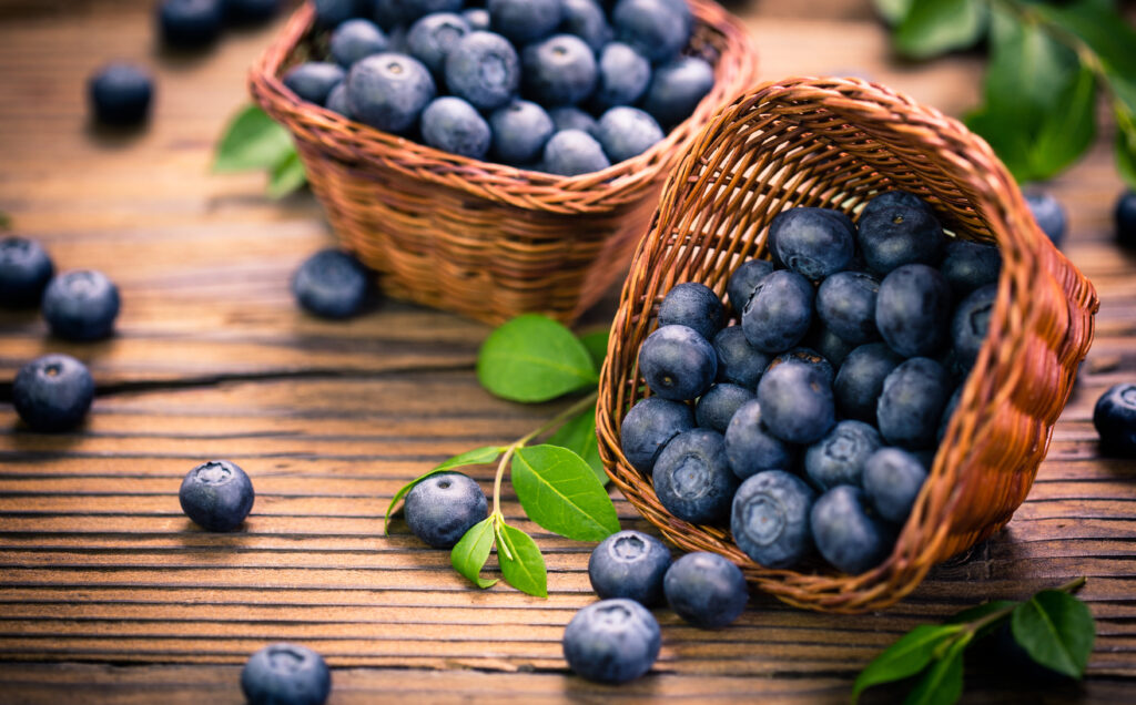 Blueberries in the basket; 