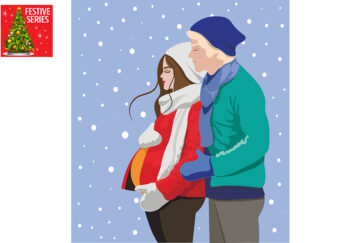 Pregnant lady and partner in snowy scene Illustration: Shutterstock