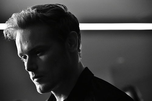 Sam heughan black and white