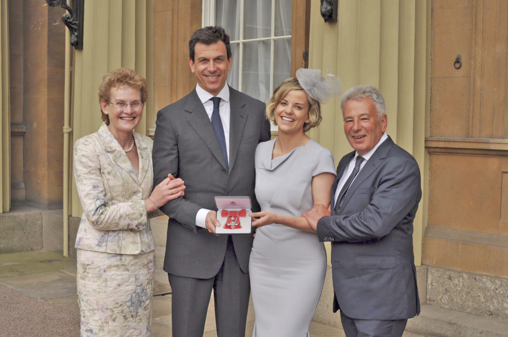 Susie Wolff with her husband Toto and her parents at Buckingham Palace.