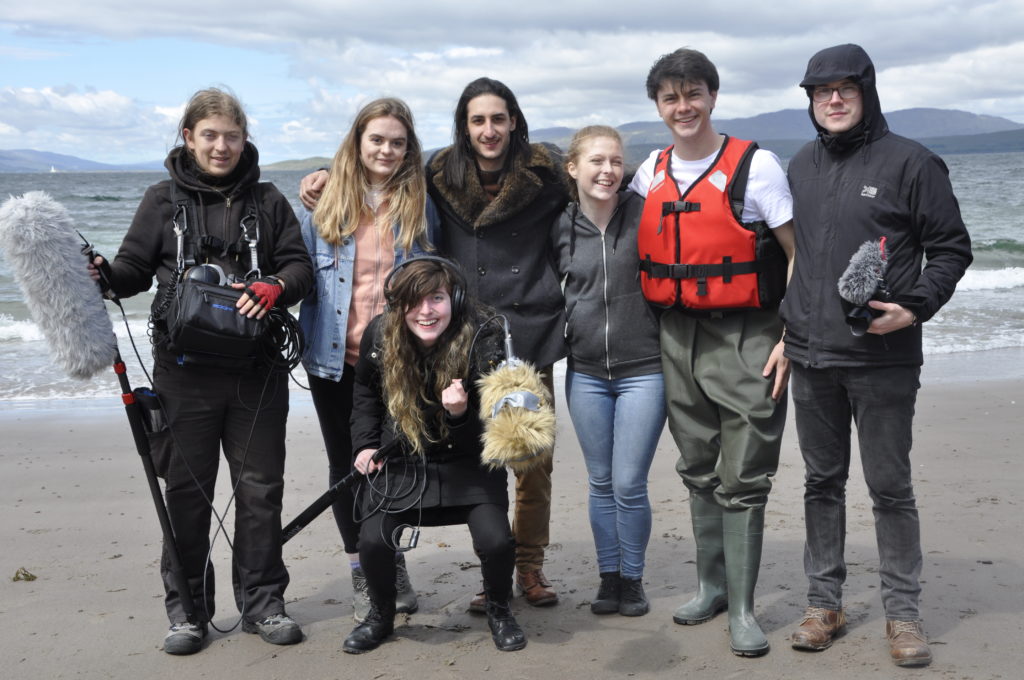 Cast and crew of Solstice take a break from filming at Wee Ganavan.