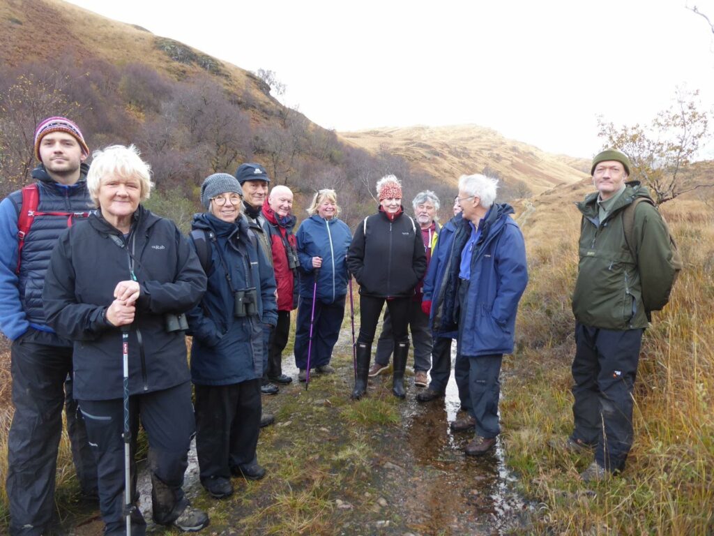 A guided walk with Scottish Wildlife Trust Ranger Steve Hardy down the Black Glen. Effects of overgrazing were pointed out.