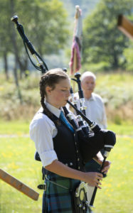 Piper Katie MacRae` who played the pipe tune 'Glenfinnan Highland Gathering'. Photograph: Iain Ferguson, alba.photos NO F34 Glenfinnan Gathering 2020 04