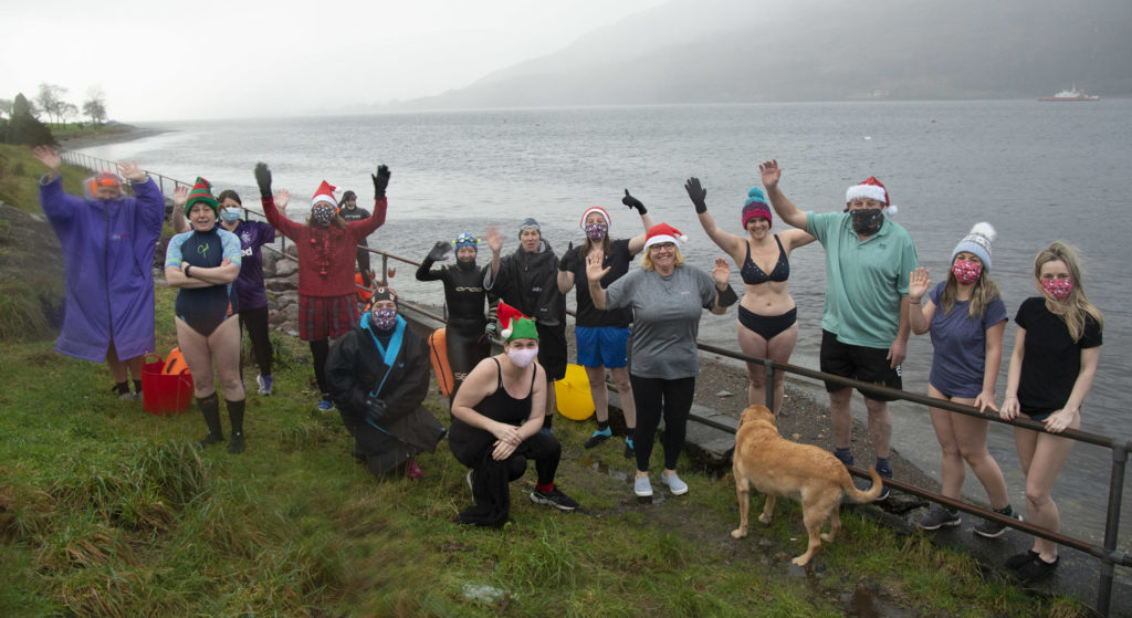 Chilly charity loch plunge for Belford staff Chilly charity loch plunge for Belford staff