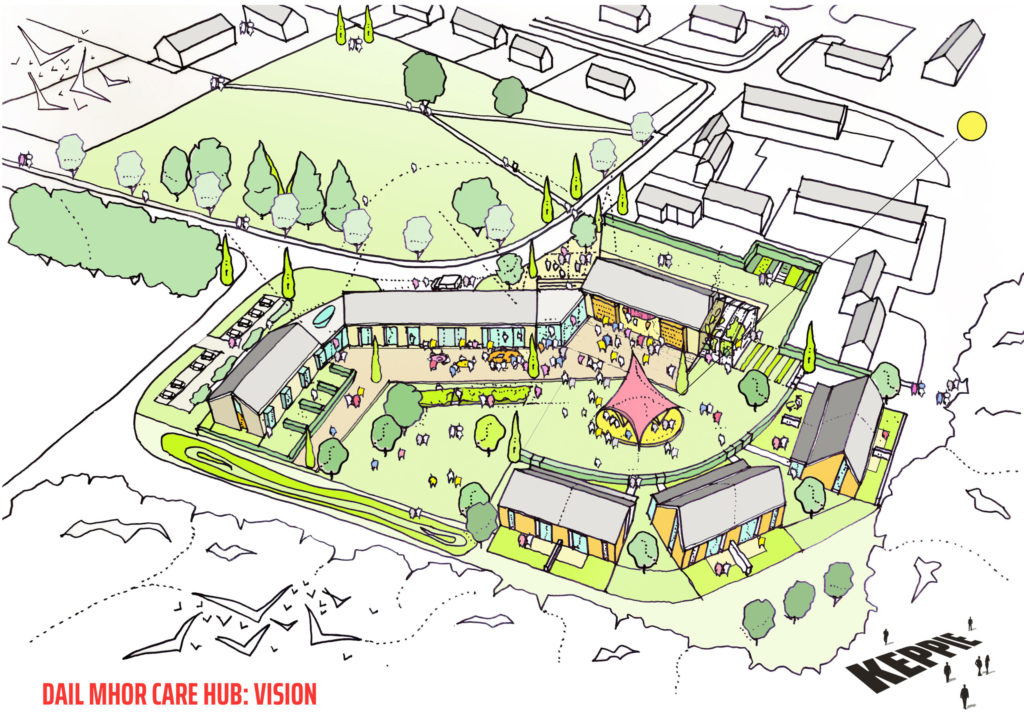 The artist’s impression for a community care hub and associated flexible housing units at Dail Mhor. NO-F03-Dail-Mhor_VISION-scaled.jpg