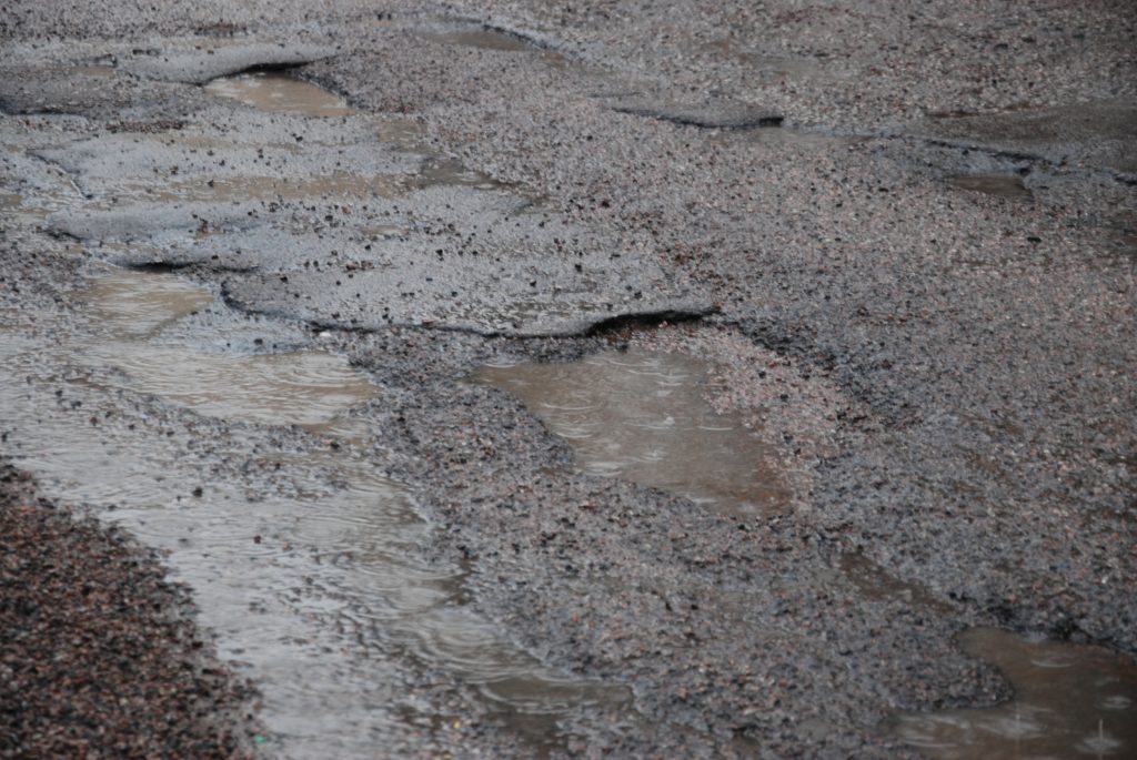 Potholes on the A83 trunk road, Lochgilphead