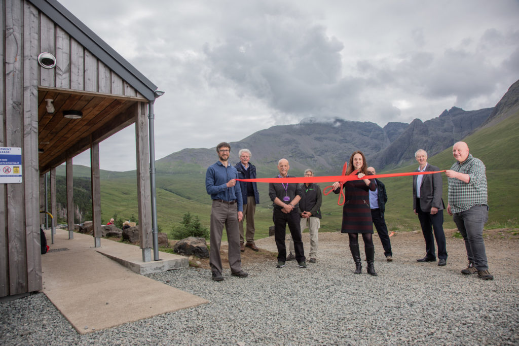 Finance and Economy Secretary and local Skye MSP, Kate Forbes, opens the new 140 space car park and off-grid toilets at the Fairy Pools, Glenbrilttle Skye. Photograph: Andrew Woodhouse – Skye Commercial Photography. NO F29 Fairy Pools 01