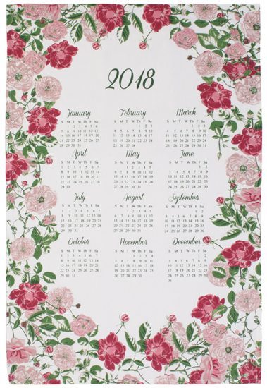 RHS Traditional Rose Calendar Tea Towel