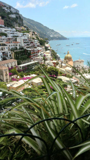 Looking down on Positano