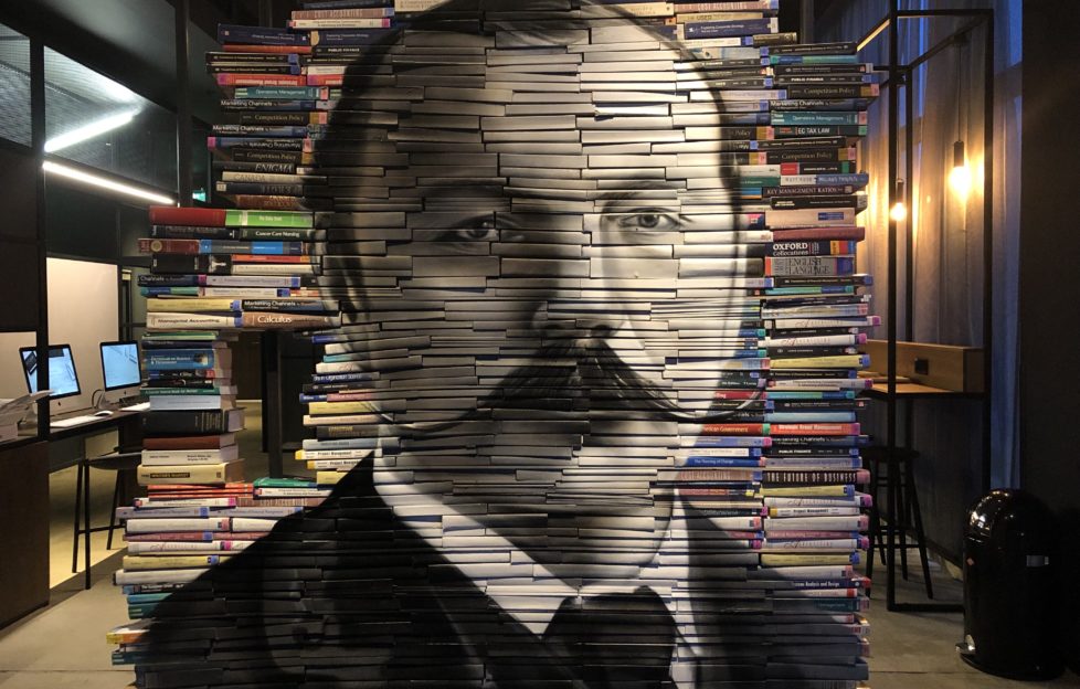 wall of books