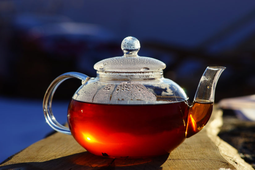 tea pot with black tea