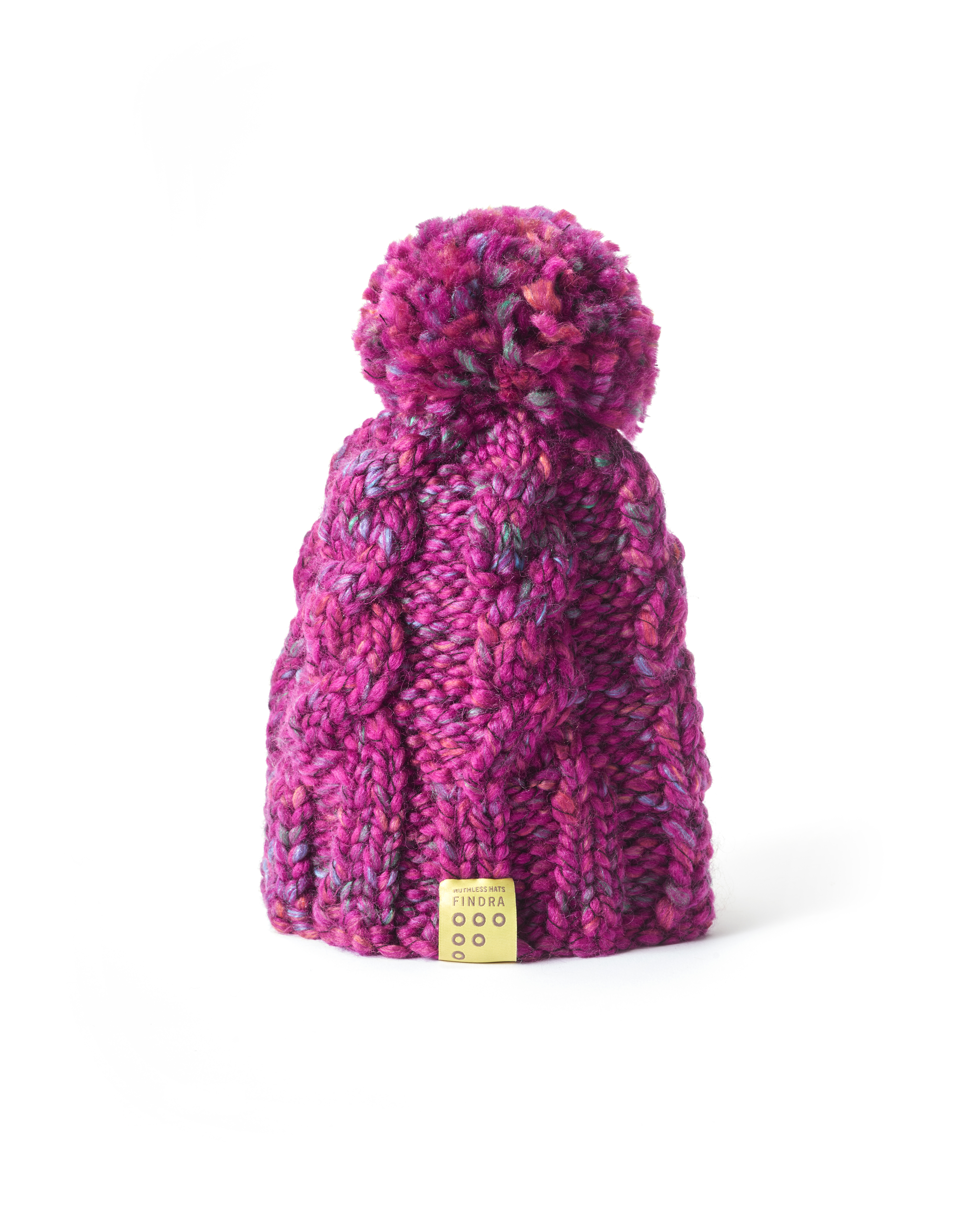 Bobble hat in Winter Rose, £35, FINDRA