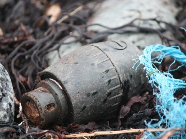 A close-up of the grenade found at Talisker Bay