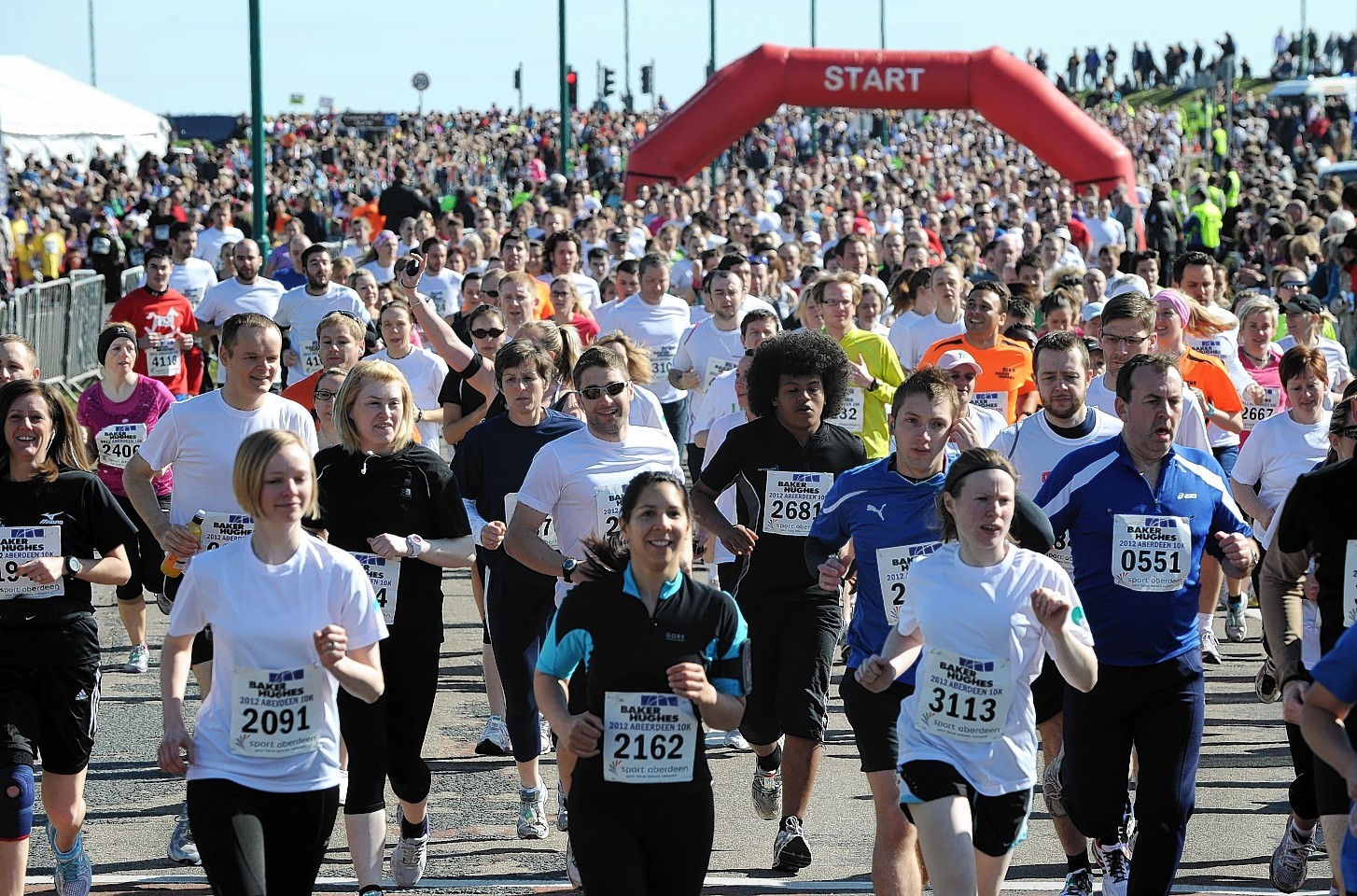 Runners taking part in the Baker Hughes 10k race at Aberdeen Beach on Sunday