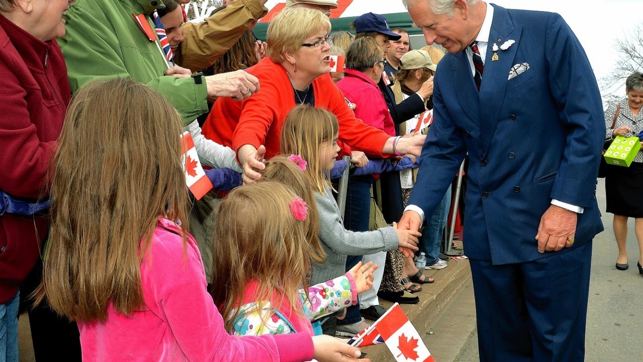 The Duchess of Cornwall  meets people in the crowd during a visit to the Hector Quay Museum in Pictou county, Nova Scotia, at the start of their Royal trip to Canada