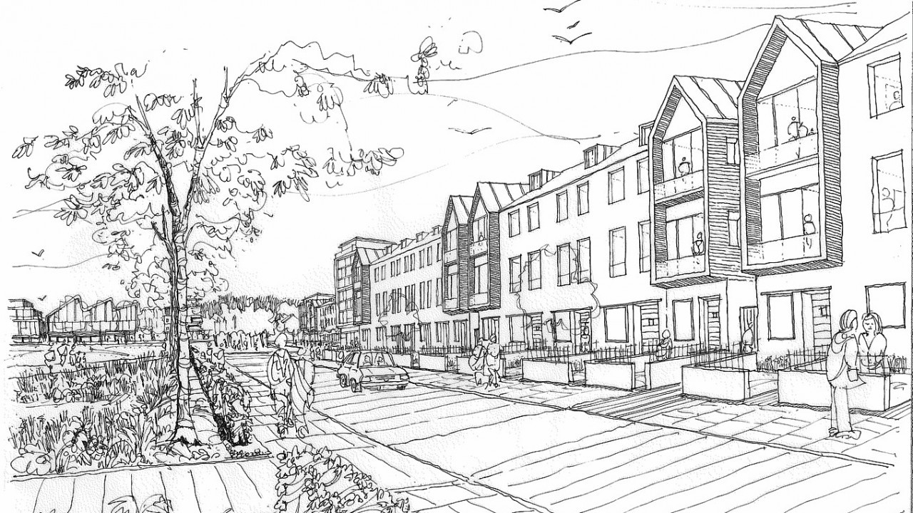 An artist impression of plans for the development of a new town just outside Aberdeen