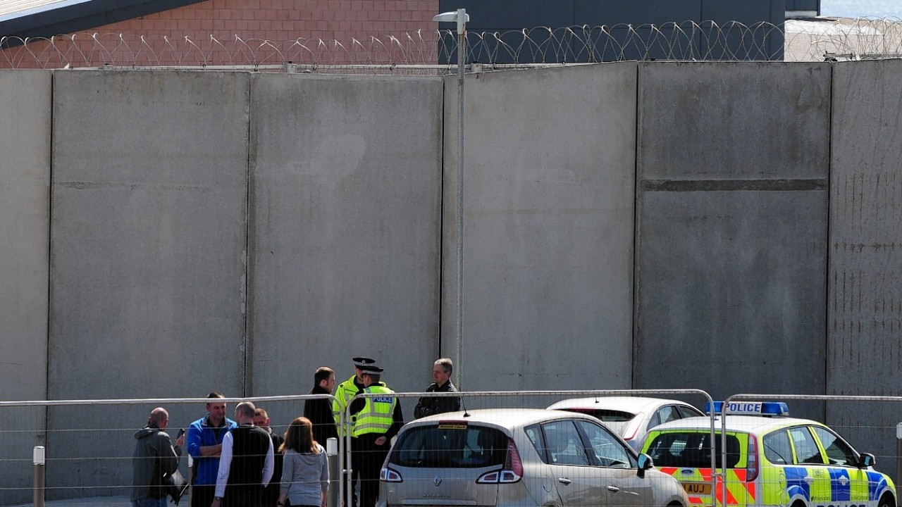 Police outside HMP Grampian; where prisoners barricaded themselves in on Tuesday night