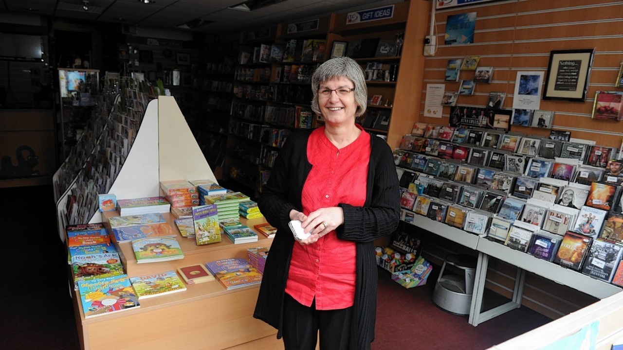 No lights here, Esther Dowey, staff the Christian Bookshop