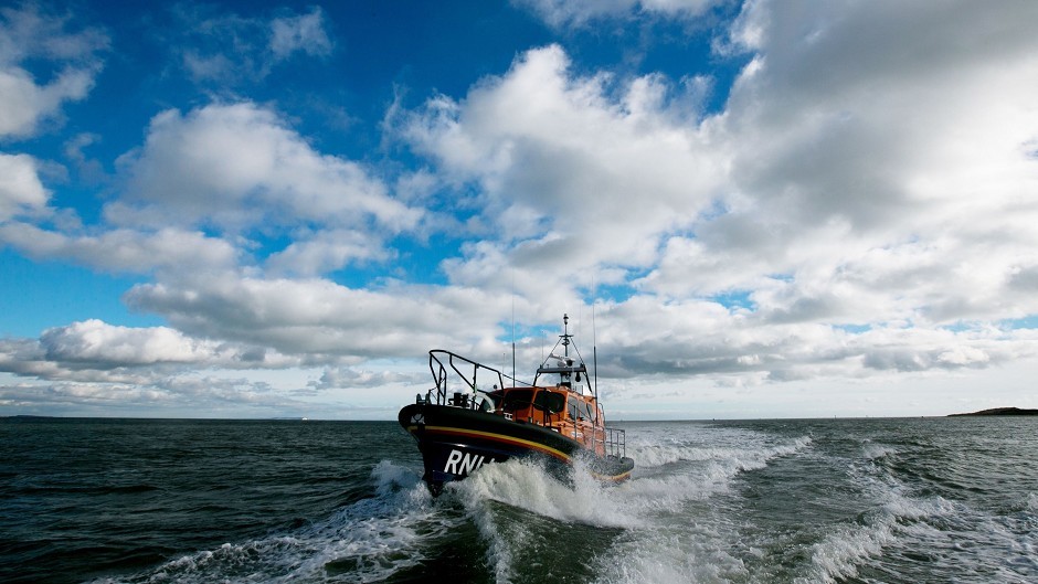 The lifeboat crew found the man who had been stranded all night