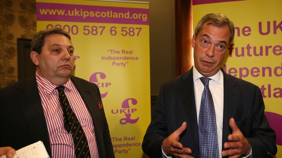 Ukip leader Nigel Farage with new MEP David Coburn 