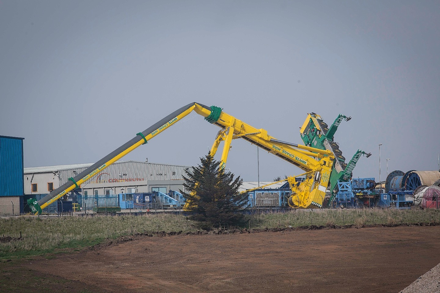 The crane which collapsed in Peterhead earlier this month.