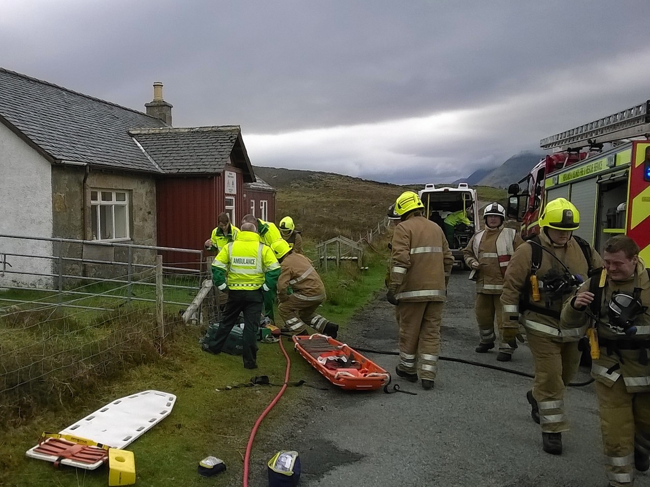 Skye firefighters taking part in a training exercise