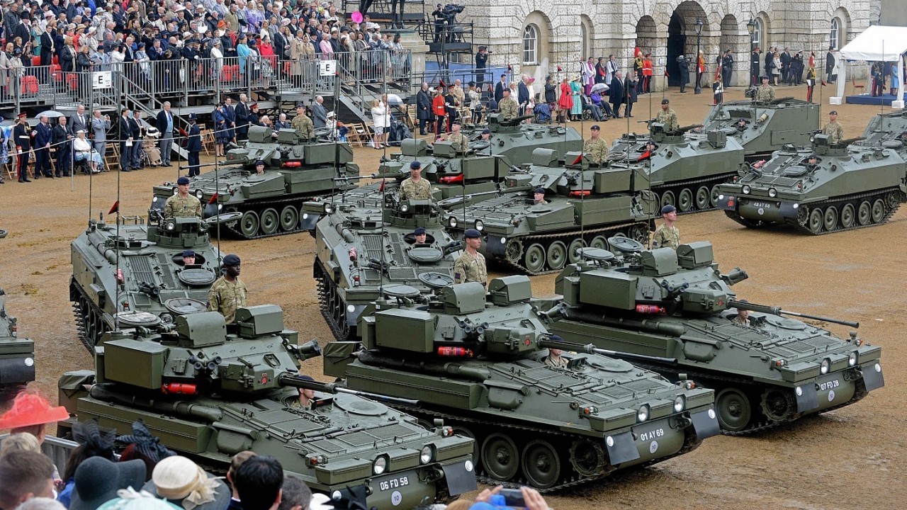 Handout photo issued by the Ministry of Defence of members the Armoured Cavalry during a parade where the Household Cavalry were presented with new standards by Queen Elizabeth II at Horse Guards Parade, London.