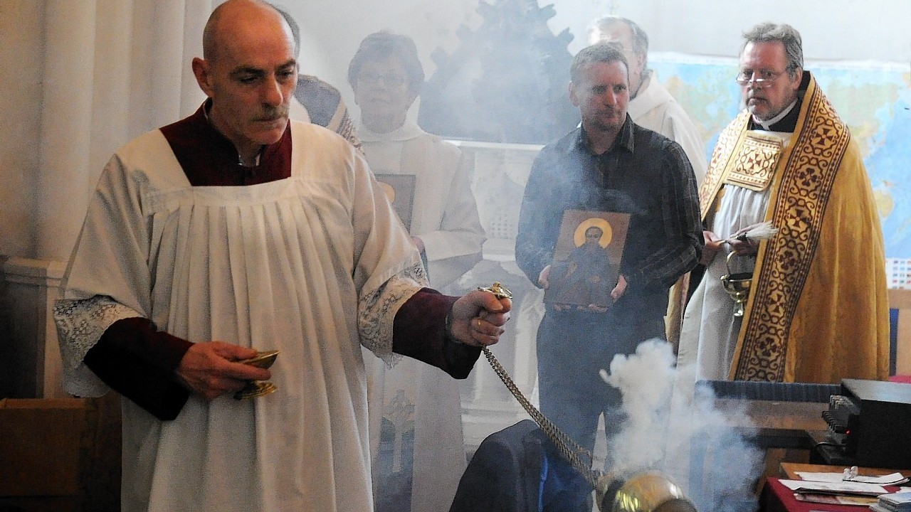 Incense is burned at St Andrew's Cathedral at a service to mark the arrival of St Moluag's staff.