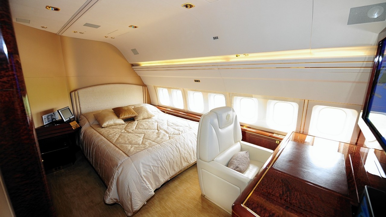 A double bed on Donald Trump's luxury jet