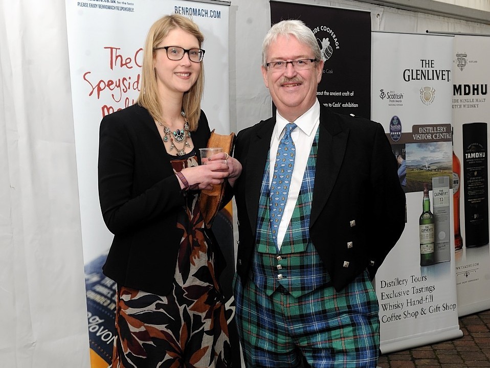 The opening of the Speyside Whisky Festival at Glen Grant Distillery, Rothes.  L-R: Laura Urquhart, and Michael Urquhart.