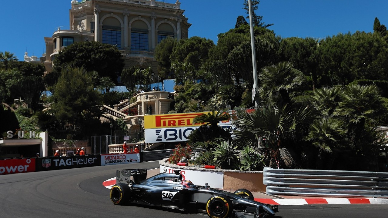 McLaren's Jenson Button during FP3 for the 2014 Monaco Grand Prix at the Circuit de Monaco, Monte Carlo, Monaco
