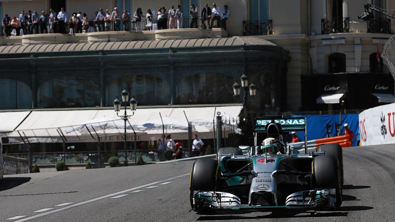 Mercedes Lewis Hamilton during FP3 for the 2014 Monaco Grand Prix at the Circuit de Monaco, Monte Carlo, Monaco.