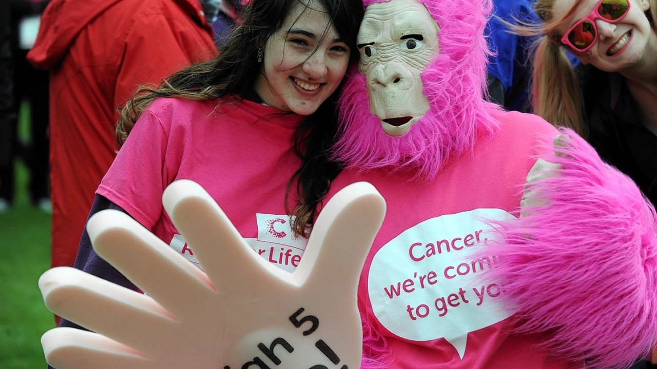 Race For Life at the Bught Park, Inverness. Personal trainer, Natalie Galvao, left, and Alyson Makay, right.