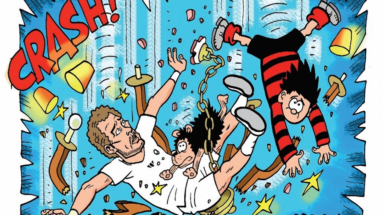 Wimbledon champion Andy Murray is in the Dennis the Menace and Gnasher strip in which the tennis star is coached in how to be a menace and how to control his emotions ahead of an upcoming tennis tournament.