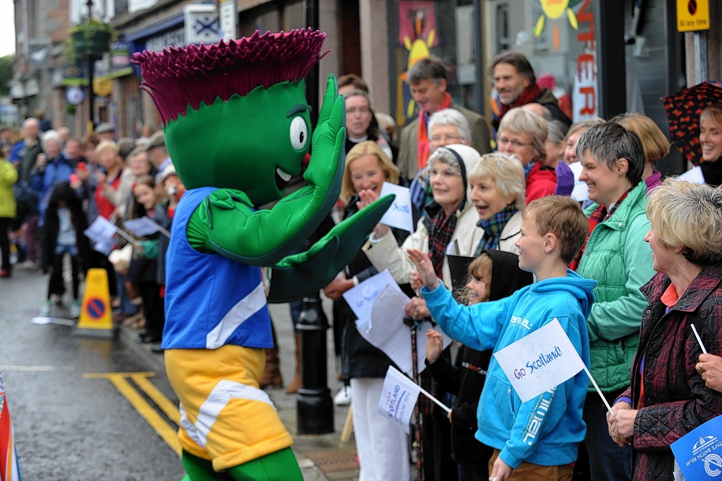 Clyde, the Commonwealth Games Mascot in Banchory