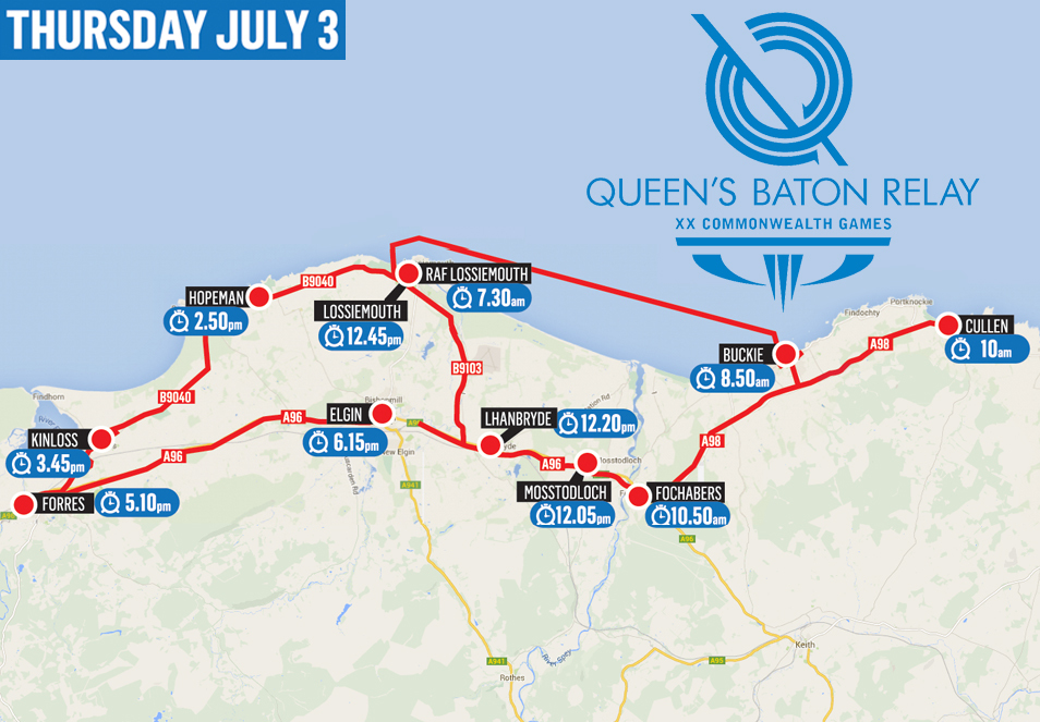 Moray Baton Relay route