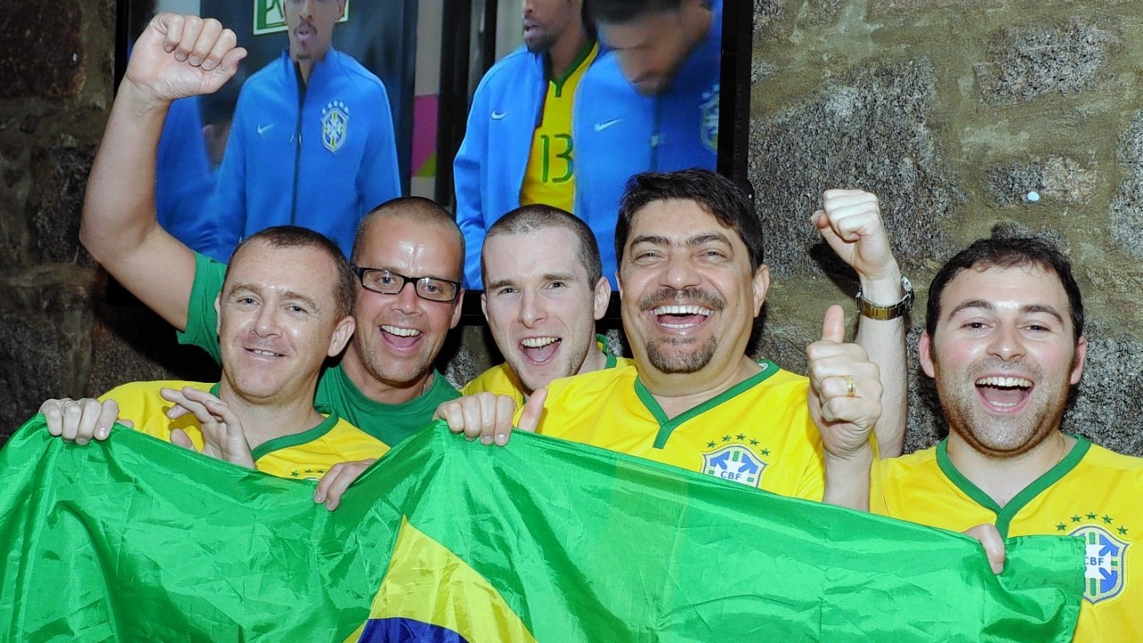 Fans celebrate the start of the World Cup at Hey Brazil restaurant in Aberdeen