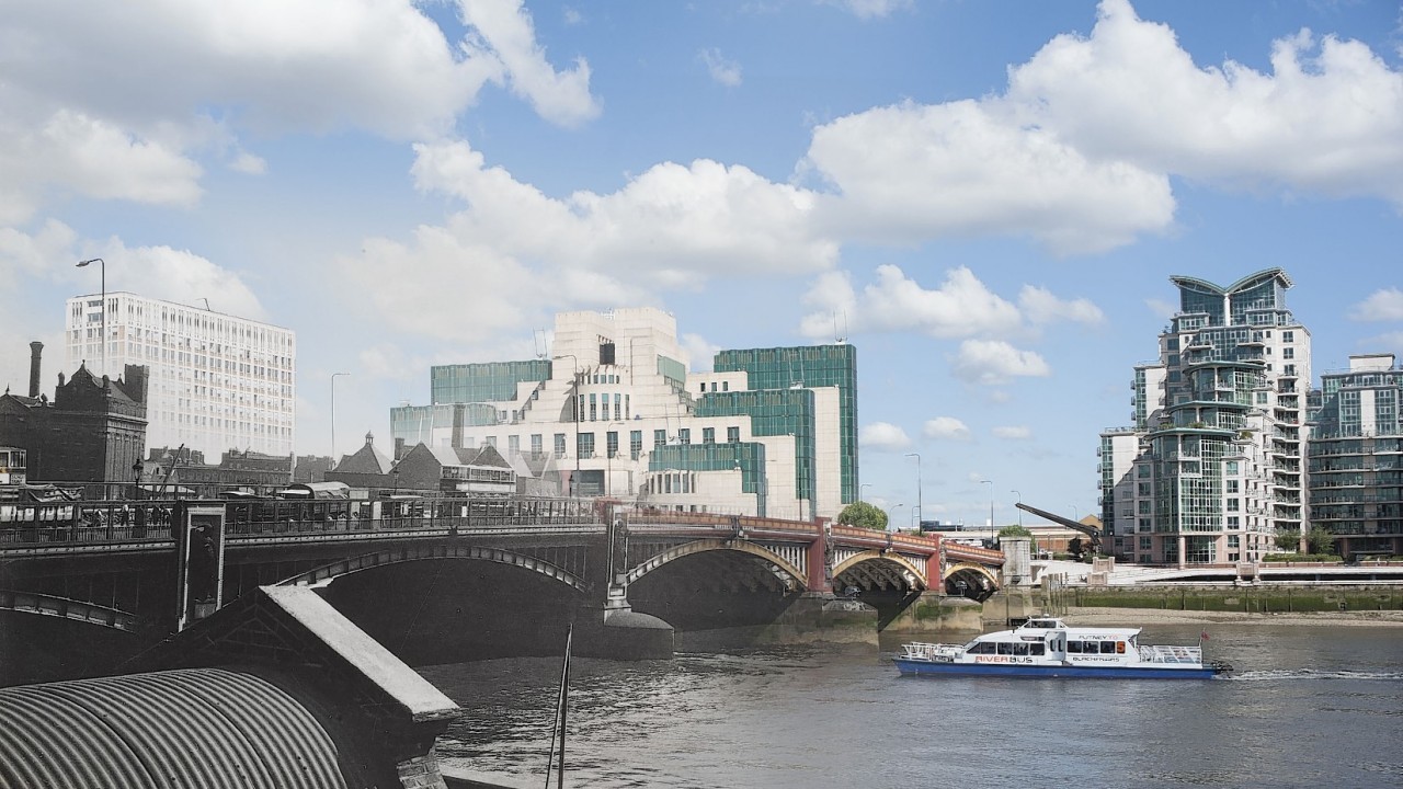 Vauxhall Bridge from Cambridge Wharf in 1928 and in the modern day, as the Museum of London Docklands released photographs showing then and now views of London and its most iconic bridges across the ages ahead of their new art exhibition 'Bridge'.