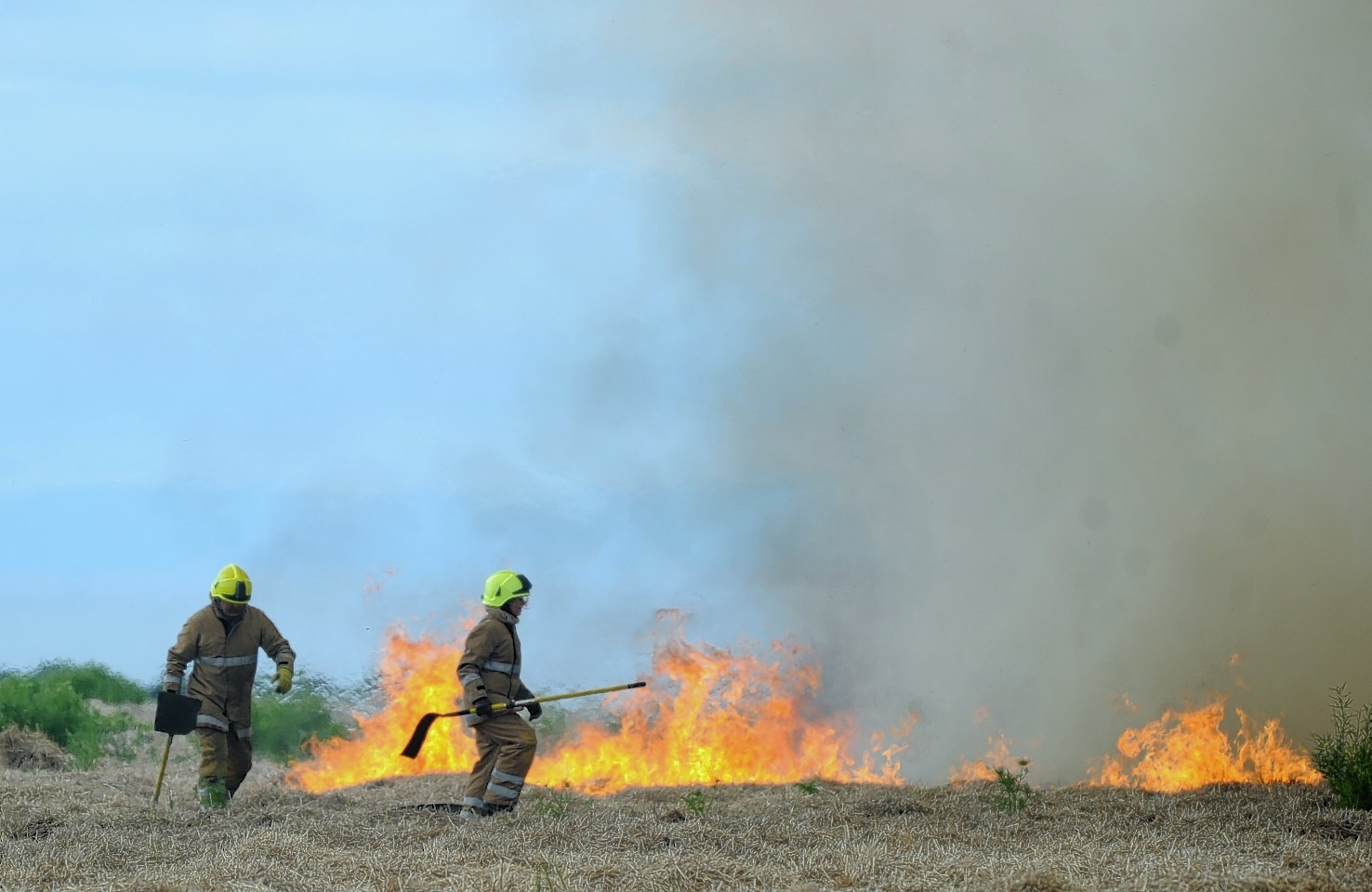 The fire began in this hayfield near Rathven