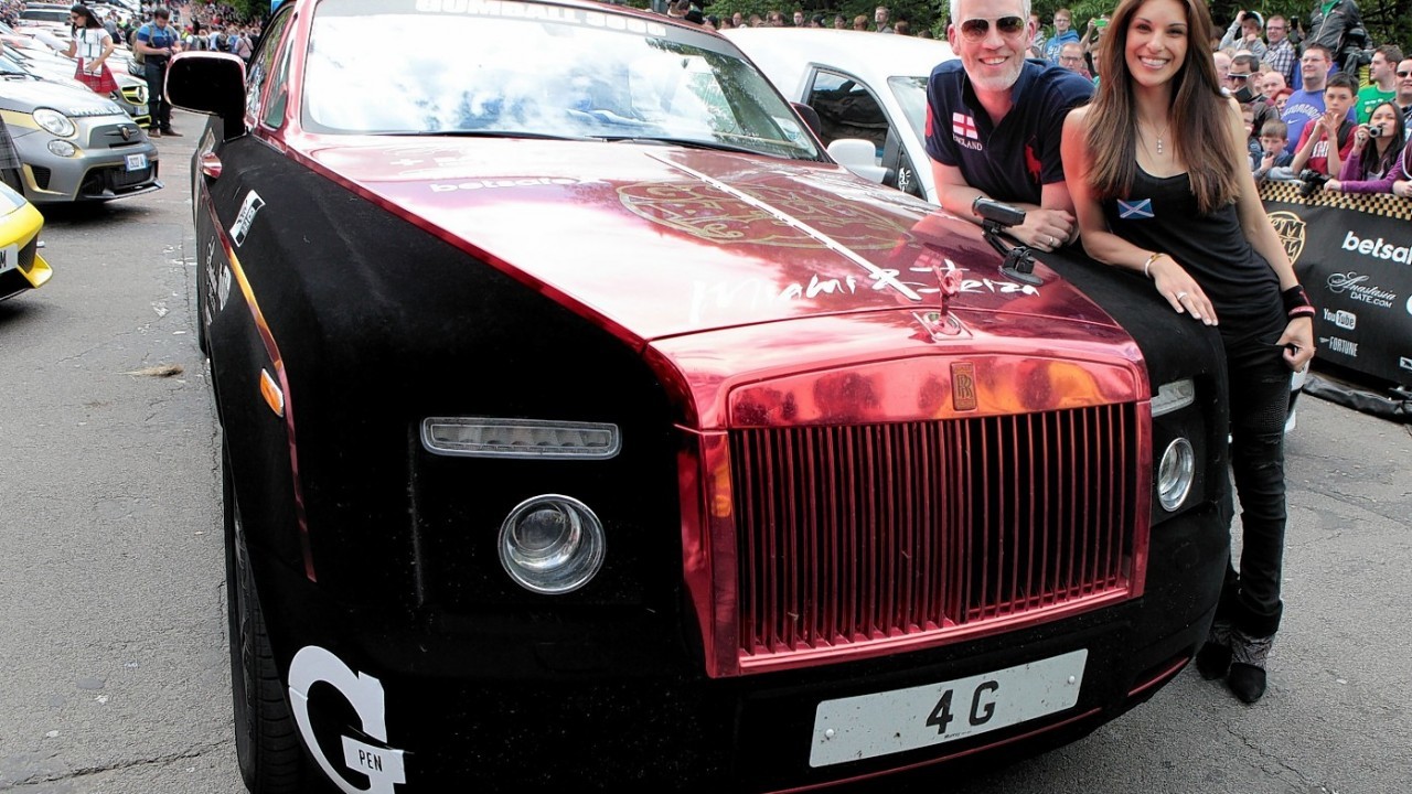Former Miss Scotland Nicola Wood and her husband Garreth join other supercar drivers as they set off from The Mound in Edinburgh and head to London on the next stage of the Gumball 3000