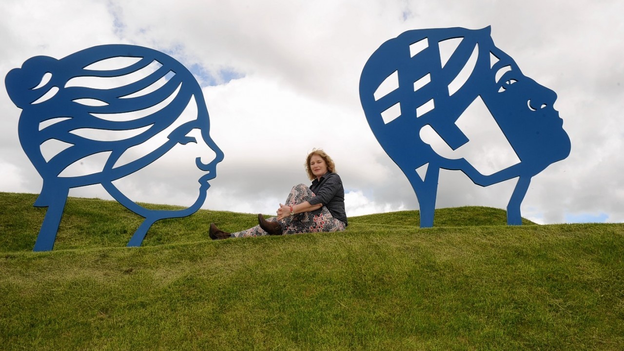Artwork was unveiled at Prime Fourt at Kingswells. Artist-in-Residence Rosemary Beaton with her sculptor.